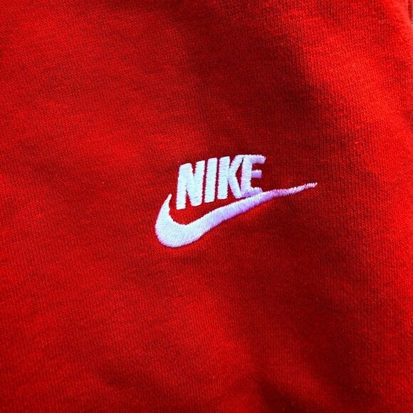 NIKE Red Fleece Swoosh Logo Sweatpants Joggers Athletic Pants Tapered Elastic An - Picture 4 of 6